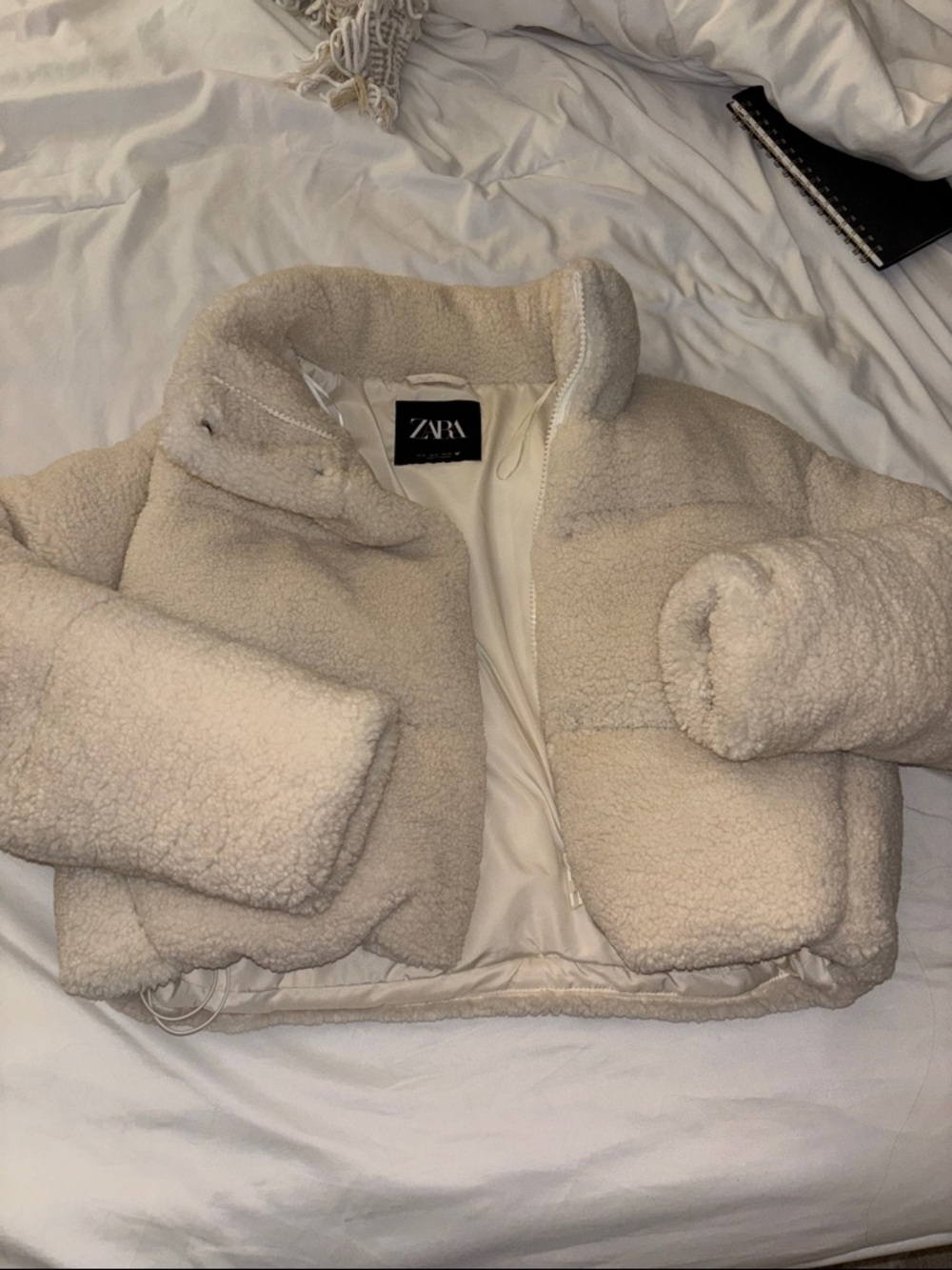 ZARA Cream Sherpa Teddy Jacket